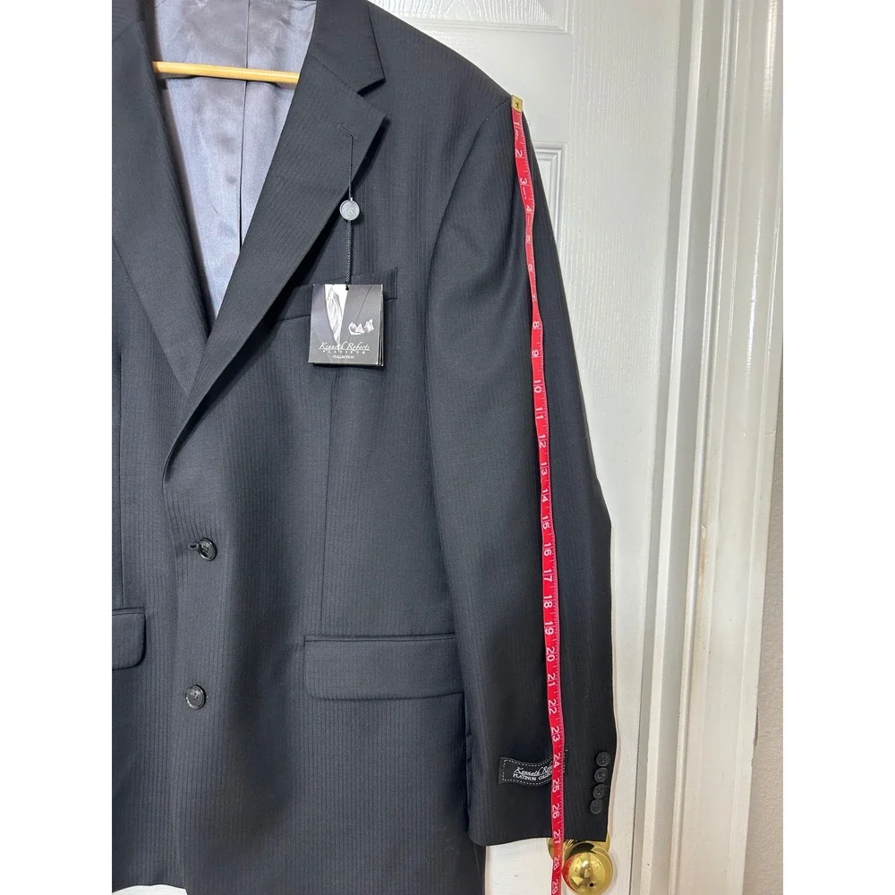 Kenneth Roberts Platinum Collection Fine Worsted Wool Black Tailored Blazer  46L